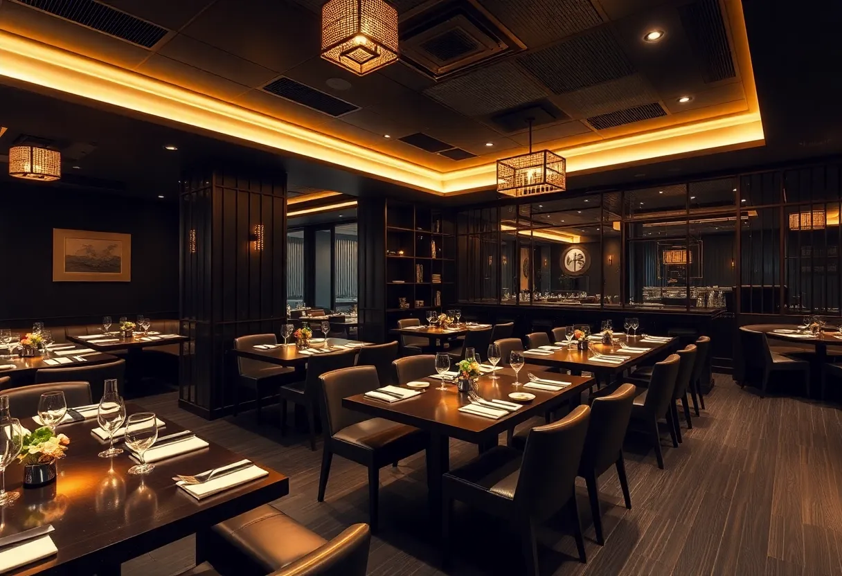 Salle principale du restaurant noir et or