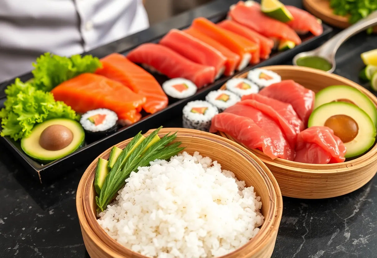 Ingr&eacute;dients frais pour sushi