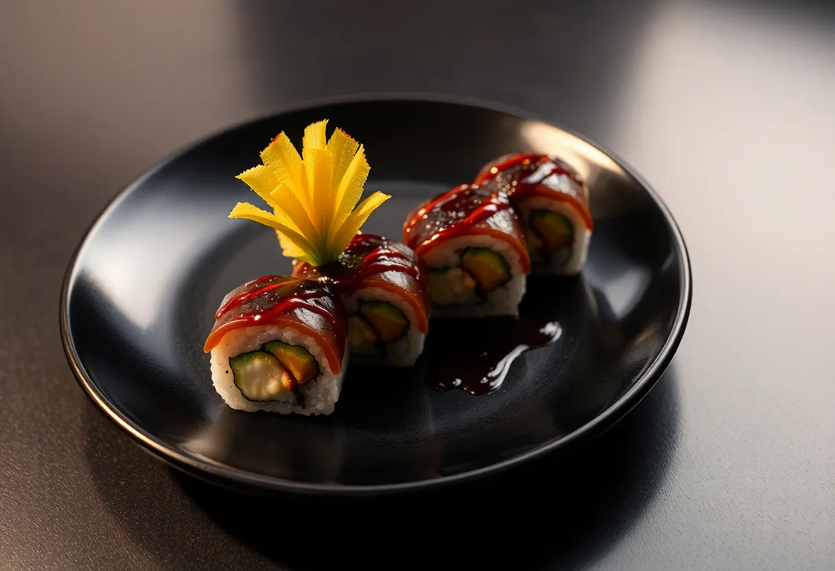 Makis signature dragon roll avec avocat et anguille